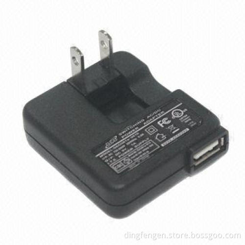 Folding US plug power charger, 5V/1.0A, for USA or Japan